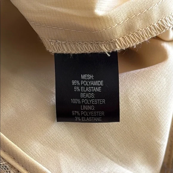 B6 Cynthia Rowley Women’s 2 Beige and Gray Patterned Long Sleeve Sequined Dress - Picture 8 of 8